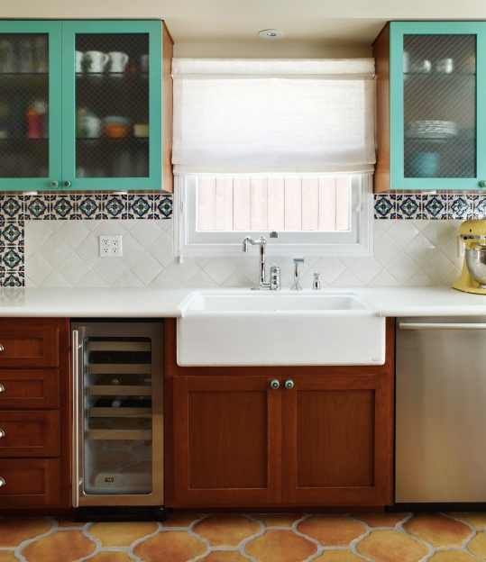 teal kitchen cabinets